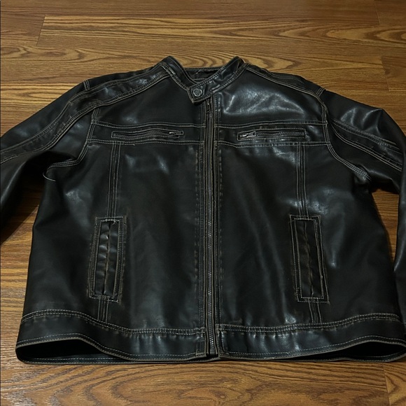 BKE Other - Y2K BLE Athletic Fit Faux Brown Distressed Leather HEAVY Coat Fully Lined Men XL